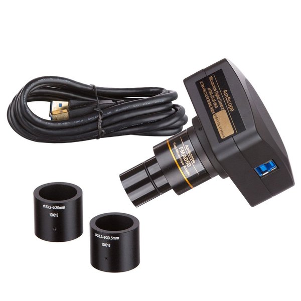 Amscope 6.3MP USB 3.0 Back-illuminated Color CMOS C-Mount Microscope Camera with Reduction Lens MU633-FL